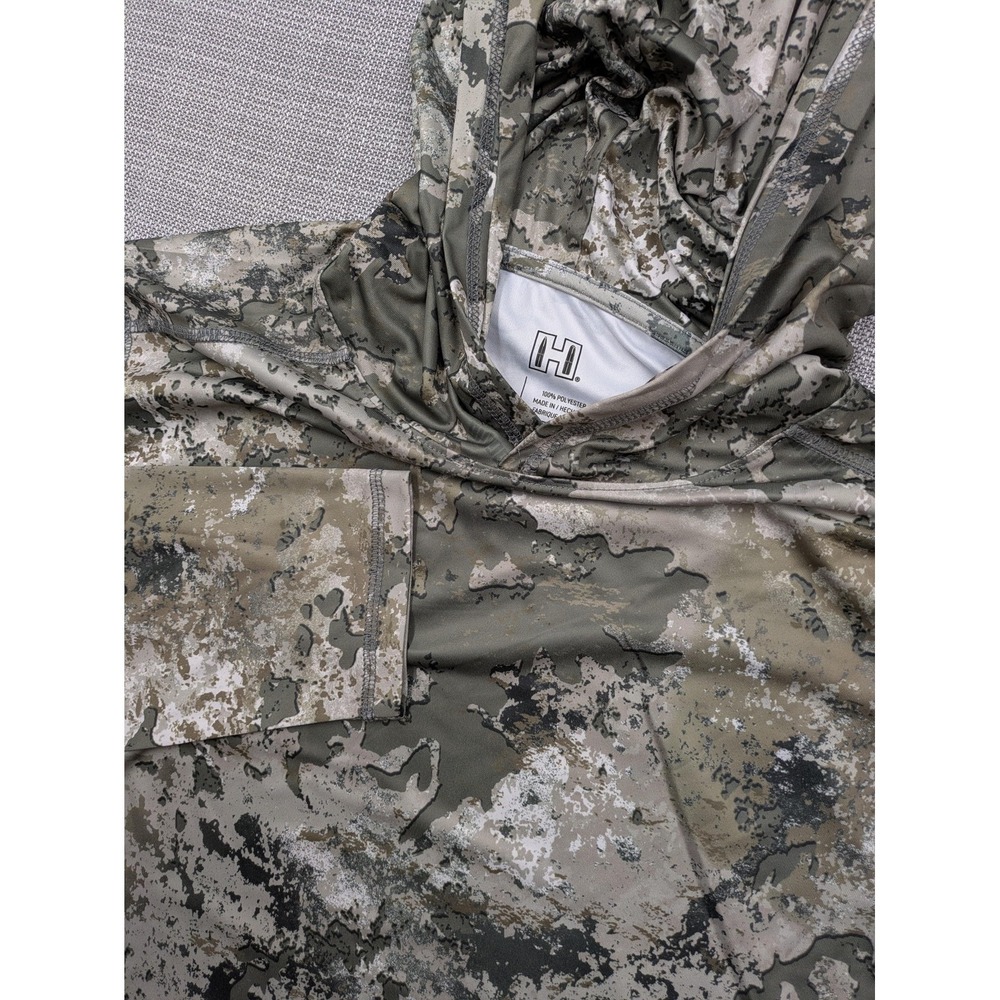 Hornady Hoodie Mens Large Green Camo Lightweight Performance Hunting Pullover
